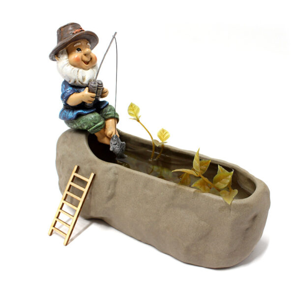 Dwarf Pixie Fisherman Aquarium Decorations Resin Ornament Fishing Gnome - Image 4