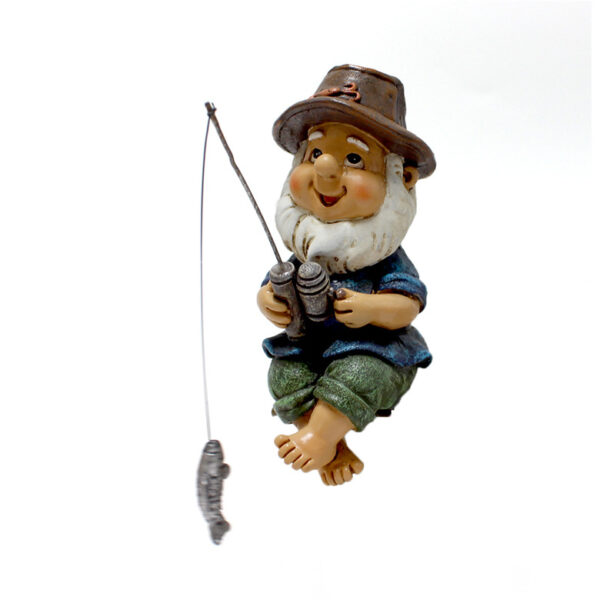 Dwarf Pixie Fisherman Aquarium Decorations Resin Ornament Fishing Gnome - Image 5