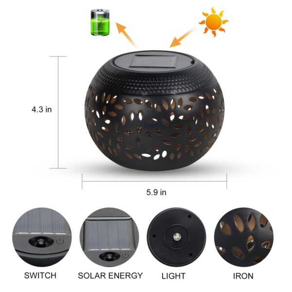 Solar Table Lights Outdoor Waterproof Flame Metal Lamp - Image 4