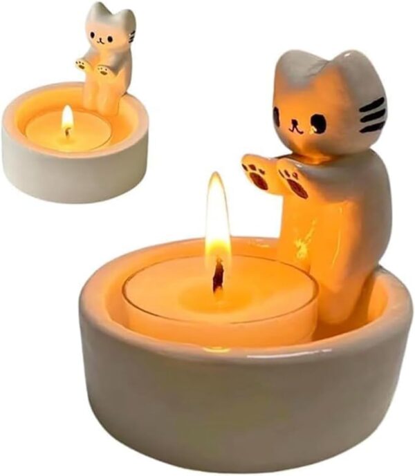 cat kitten candle holder