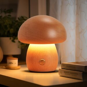 Wooden Mushroom Lamp, Portable