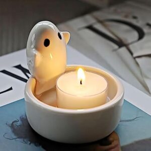 White Ghost Candle Holder Warming Paws Cartoon Candle Holder Cute Ghost Decorations for Table Small Mini Tea Light Candle Holders