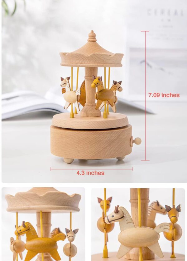 Wooden Carousel Rotation Music box Christmas Gift - Image 19