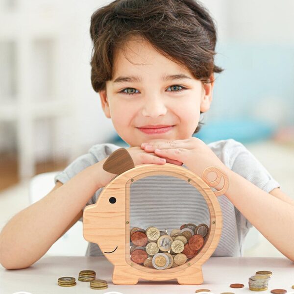 Wooden Piggy Bank Money Savings Box - Image 4