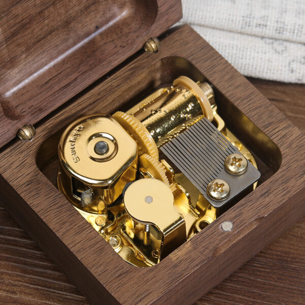 Sankyo Walnut Wooden Music Box Wind Up Wood Musical Box - Image 3