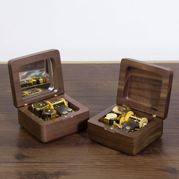 Sankyo Walnut Wooden Music Box Wind Up Wood Musical Box - Image 4