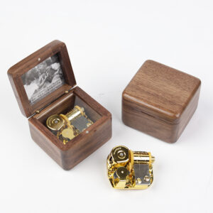 Sankyo Walnut Wooden Music Box Wind Up Wood Musical Box