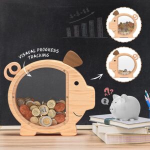 Wooden Piggy Bank Money Savings Box