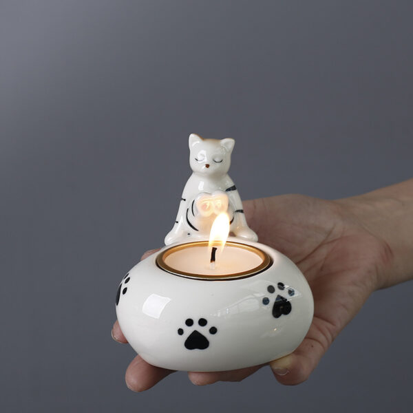 Cute Cat Candle Holder Ceramic Aroma Tea light Holder - Image 2