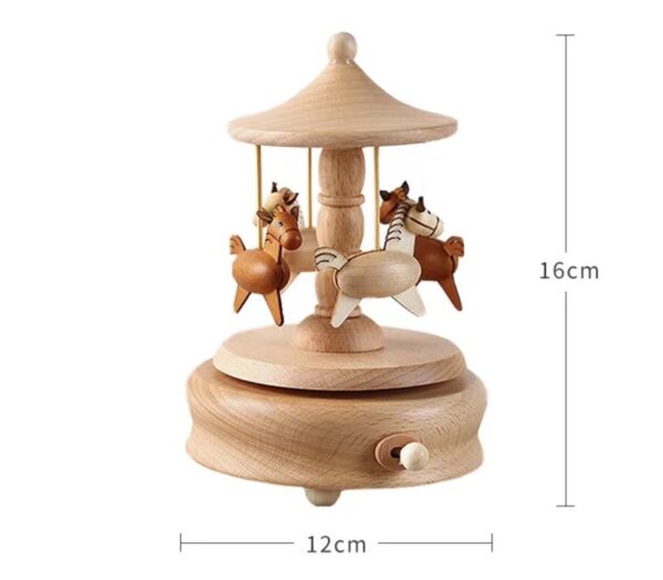 Wooden Carousel Rotation Music box Christmas Gift - Image 21