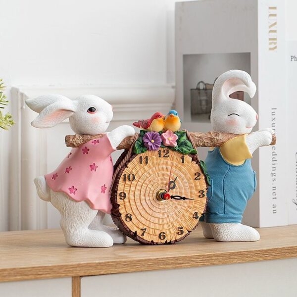 Rabbit Bunny Living Room Bedroom Bedside Table Clock Desktop Ornaments Desk Clock