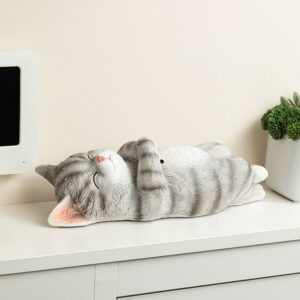 Sleeping cat resin sculpture entrance doorway garden ornament