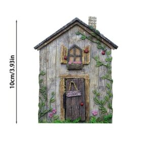 Resin Fairy Door & Window Set with Glow in The Dark Windows, Miniature Sculpture for Trees, Outdoor Decor Accessories