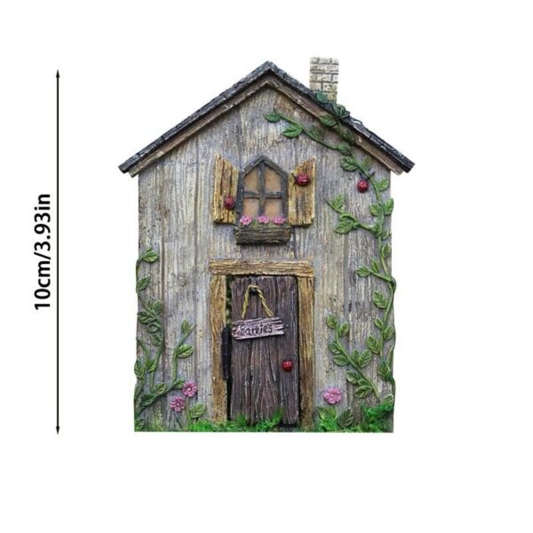 Resin Fairy Door & Window Set with Glow in The Dark Windows, Miniature Sculpture for Trees, Outdoor Decor Accessories - Image 2