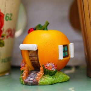 Halloween Orange House Figurine, Halloween Decor Fall Decoration Funny Figurine Festival Ornaments