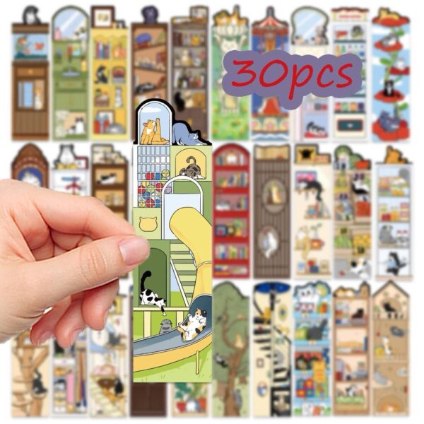 30 Pcs Cat Kitten World Bookmarks - Image 5