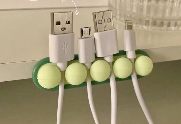 3 Pcs Desktop Creative Cable Organizer Silicone Self-Adhesive Pea Wire silicone Cable Tie - Image 2