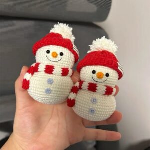 Wool crochet cute snowman doll handmade knitting diy material package homemade new year gift